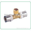 brass press fitting male tee for manifold pex-al-pex pipe